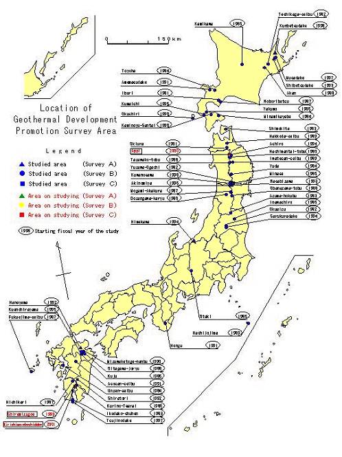 Japanese geothermal energy development promotion survey areas