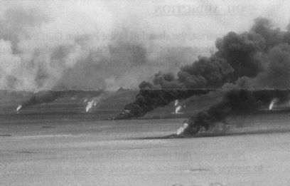 burning oilfields in Kuwait during the first Gulf War