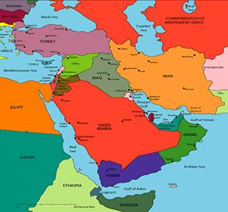 Middle East political map