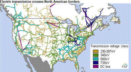 Map of North American electricity transmission