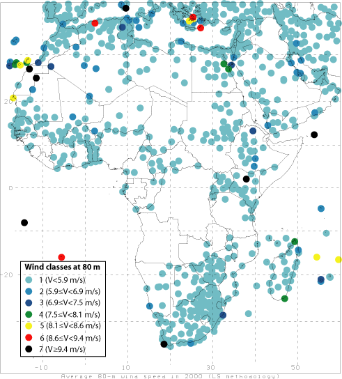 Africa wind potential - Dem. Rep. of Congo