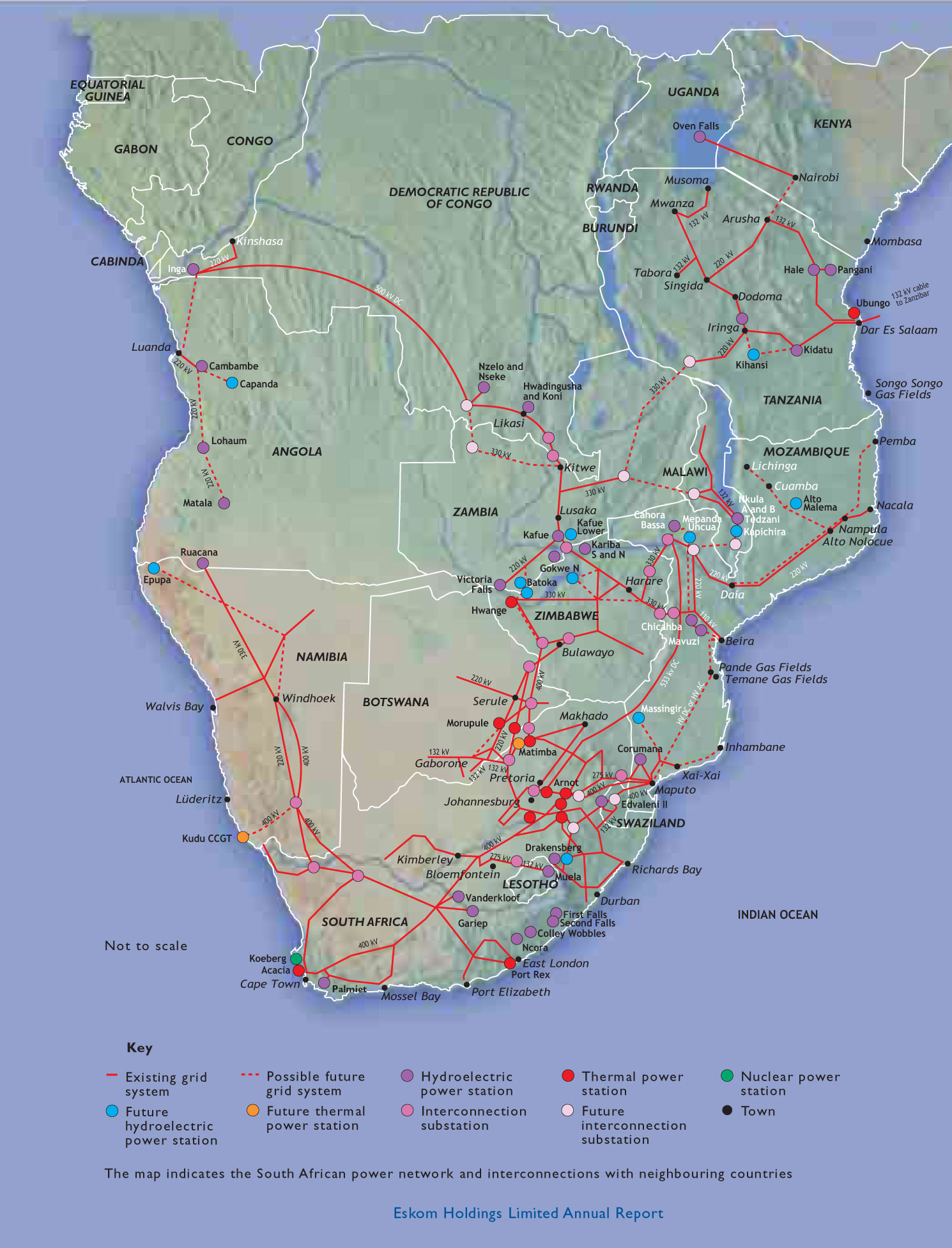 South Africa energy grid map