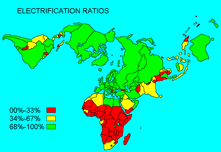 Electrification Ratios of 162 Selected Countries (2004)