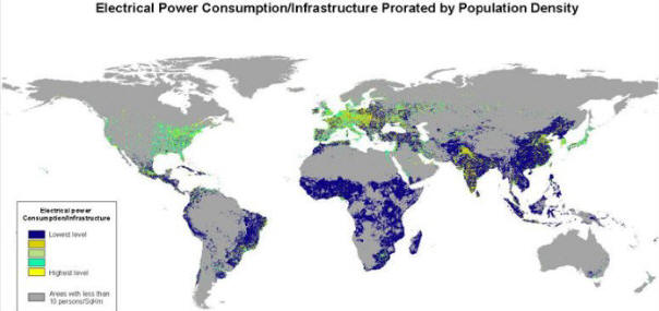 Electrical Power Consumption/Infrastructure Prorated by Population Density