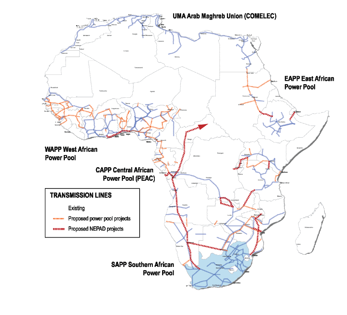 Map Of African Electricity Grid Africanstan National Energy Grids 