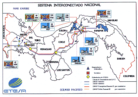 Panama National Electricity Grid Map