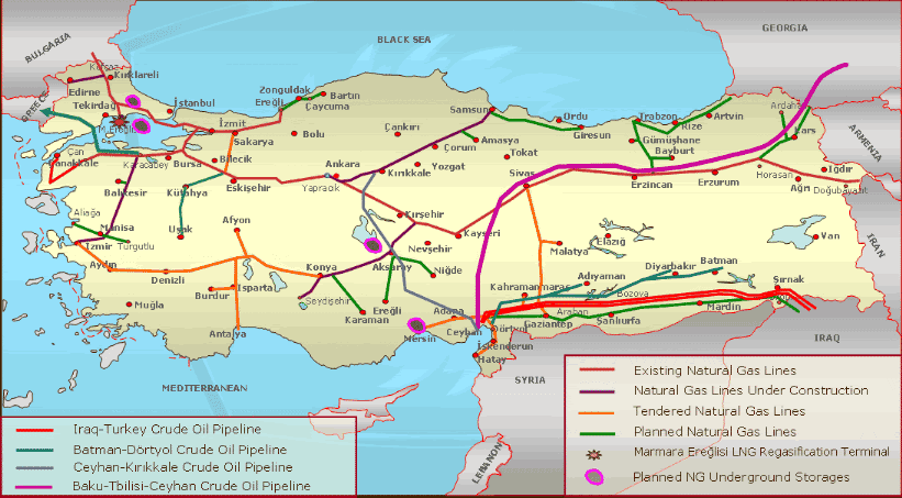 Turkey's Oil and Natural Gas Pipelines (150K image)