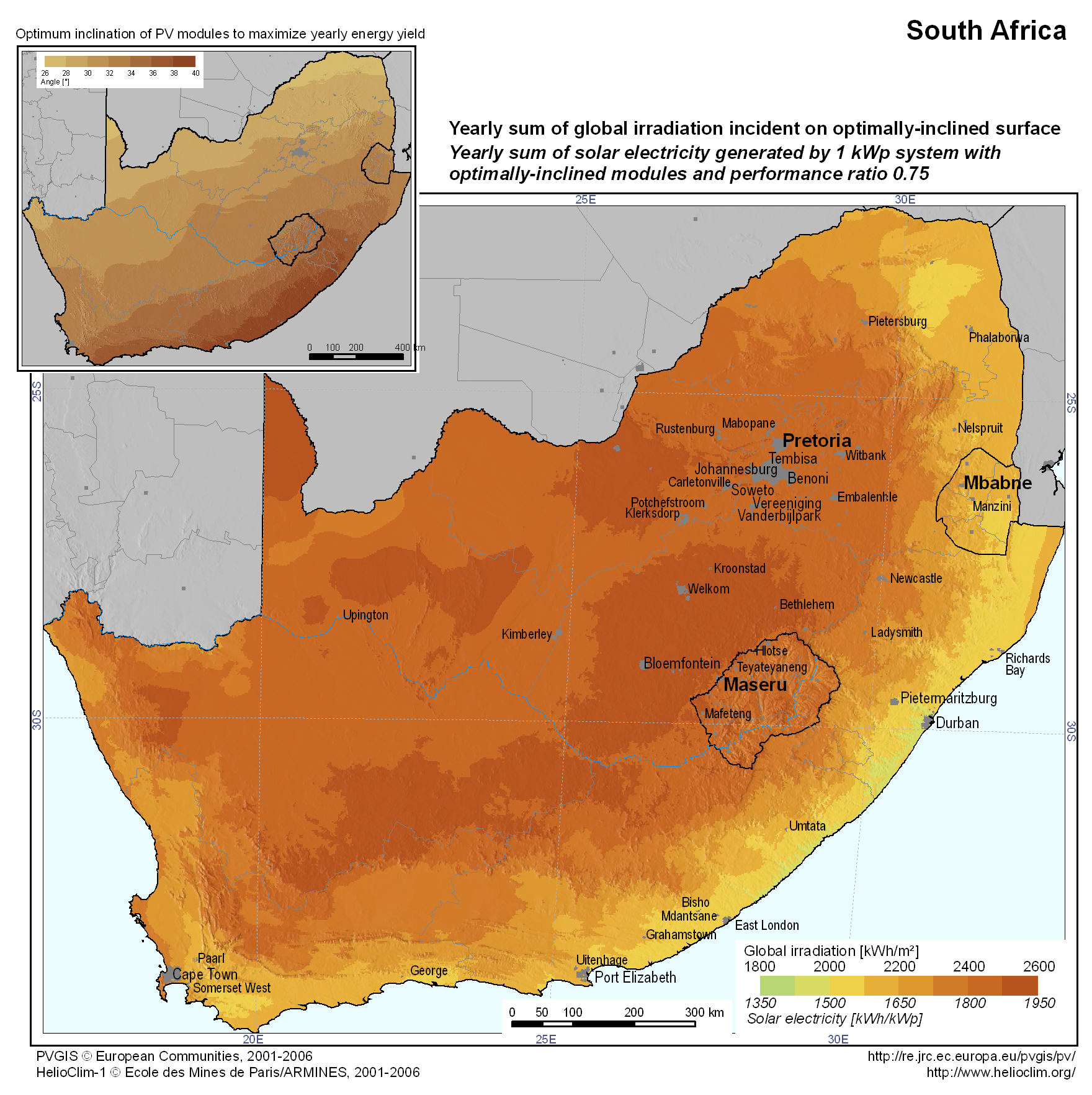 Solar Energy a Source in the South Africa Map