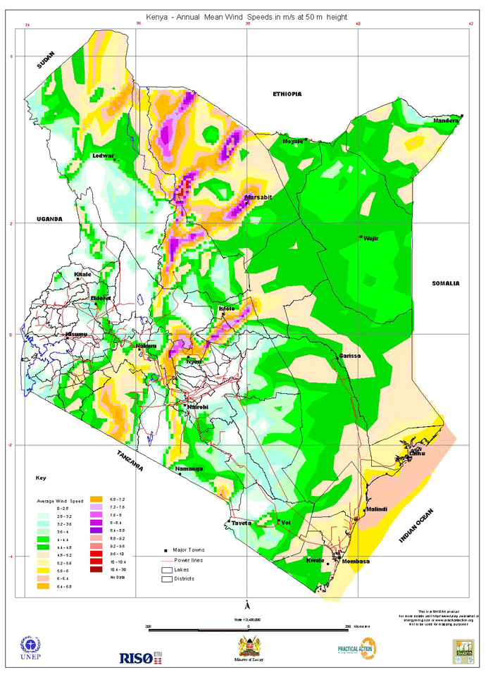 Energy Resources of Kenya Africa Map
