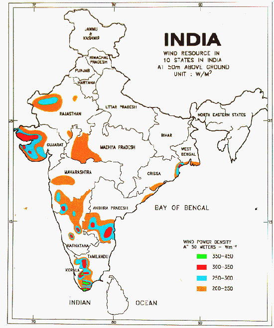 wind power density india