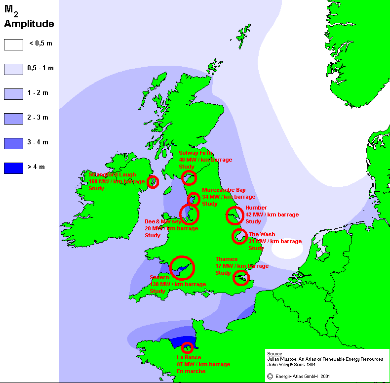 Tide amplitude along the northwestern 