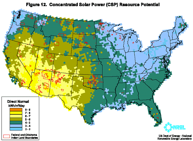 Figure 12. Concentrated Solar Power (CSP)  Resource Potential. Having trouble? Call 202 586-8800 for help.