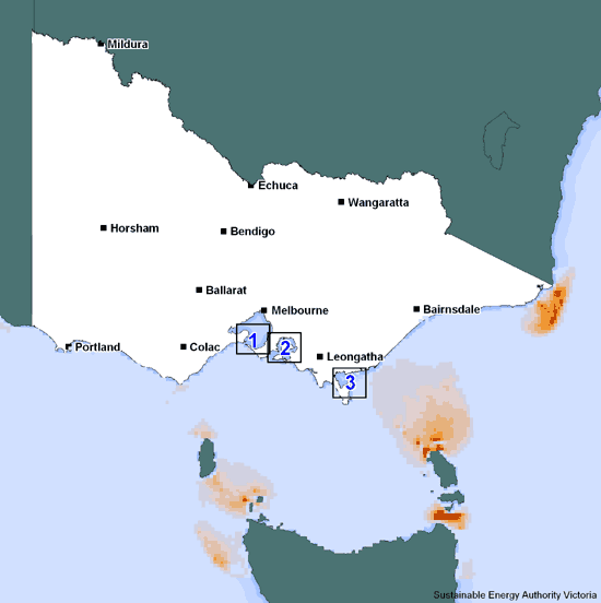 Map of tidal resources in Victoria