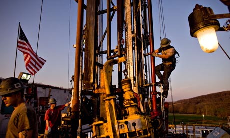 Shale gas is drilled in Bradford County, Pennsylvania. Steiner argues the rapid spread of natural gas is putting off the transition to low-carbon or zero-carbon fuels. Photograph: Bloomberg/Getty 