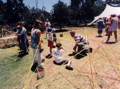 Kids of ages build structures at 'Bucky for Kids' in Balboa Park