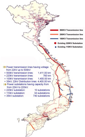 Vietnam energy grid map