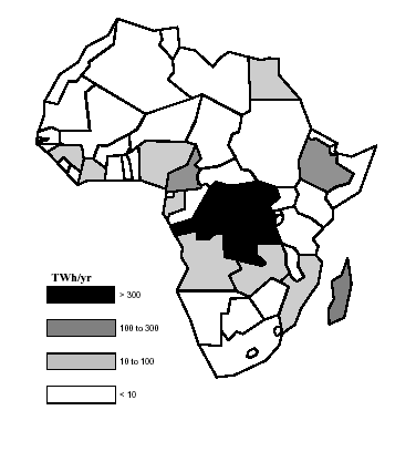 Technically Exploitable Hydropower africa