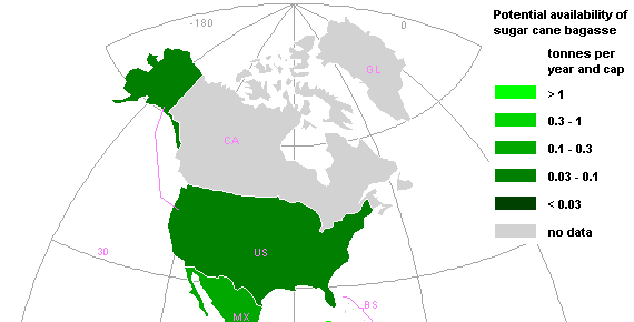 availability sugar cane bagasse north america