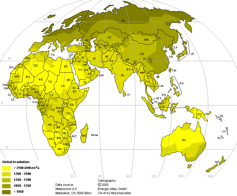 solar energy europe/ africa/ asia. oceania