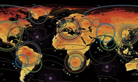 map showing the impact of global temperature rise
