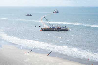 The laying of the BritNed 450 kV HVDC cable system, connecting the UK and the Netherlands, took place in 2009